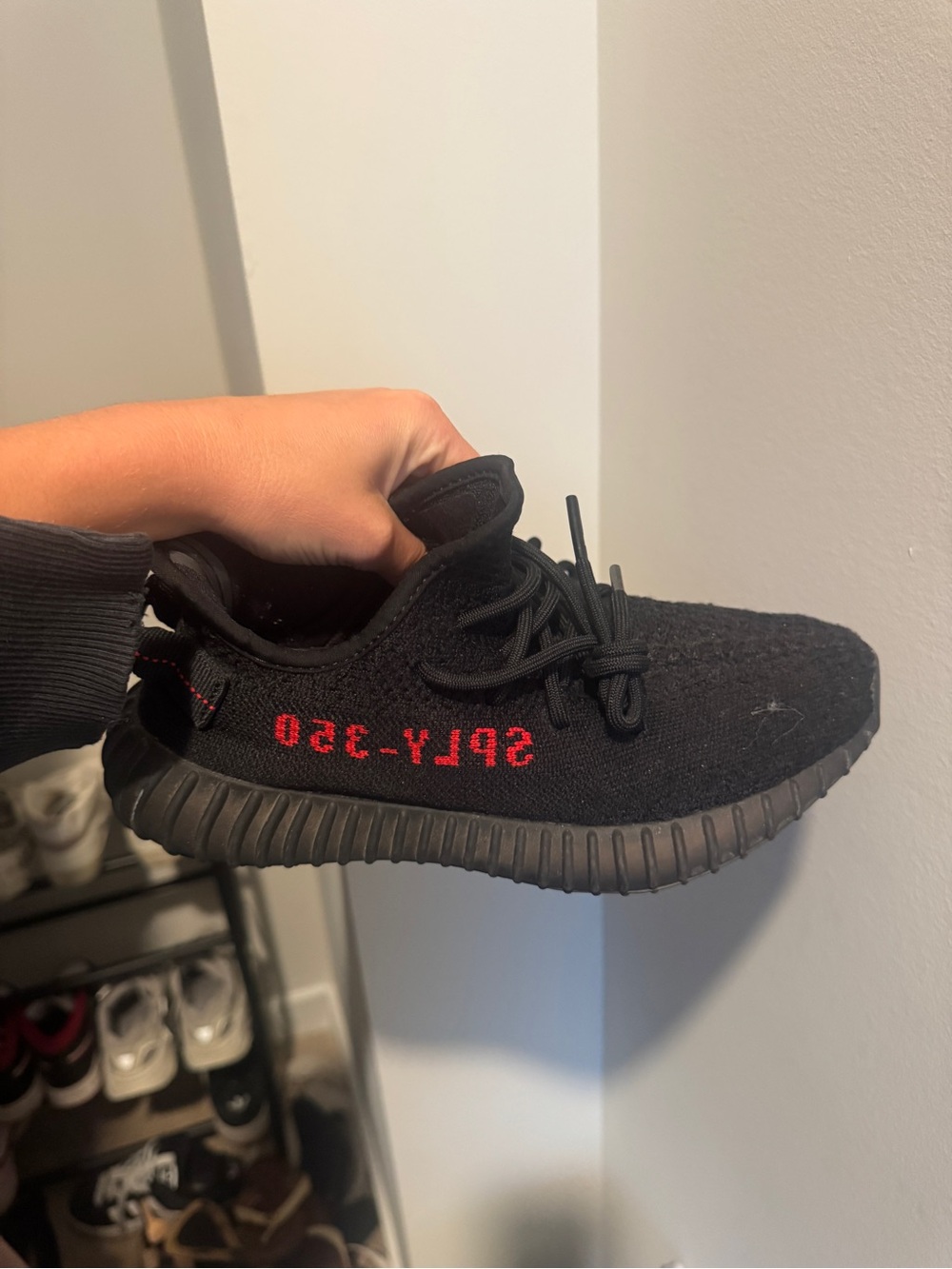 Yeezy Boost 350 V2 Black with Red Side Stripe